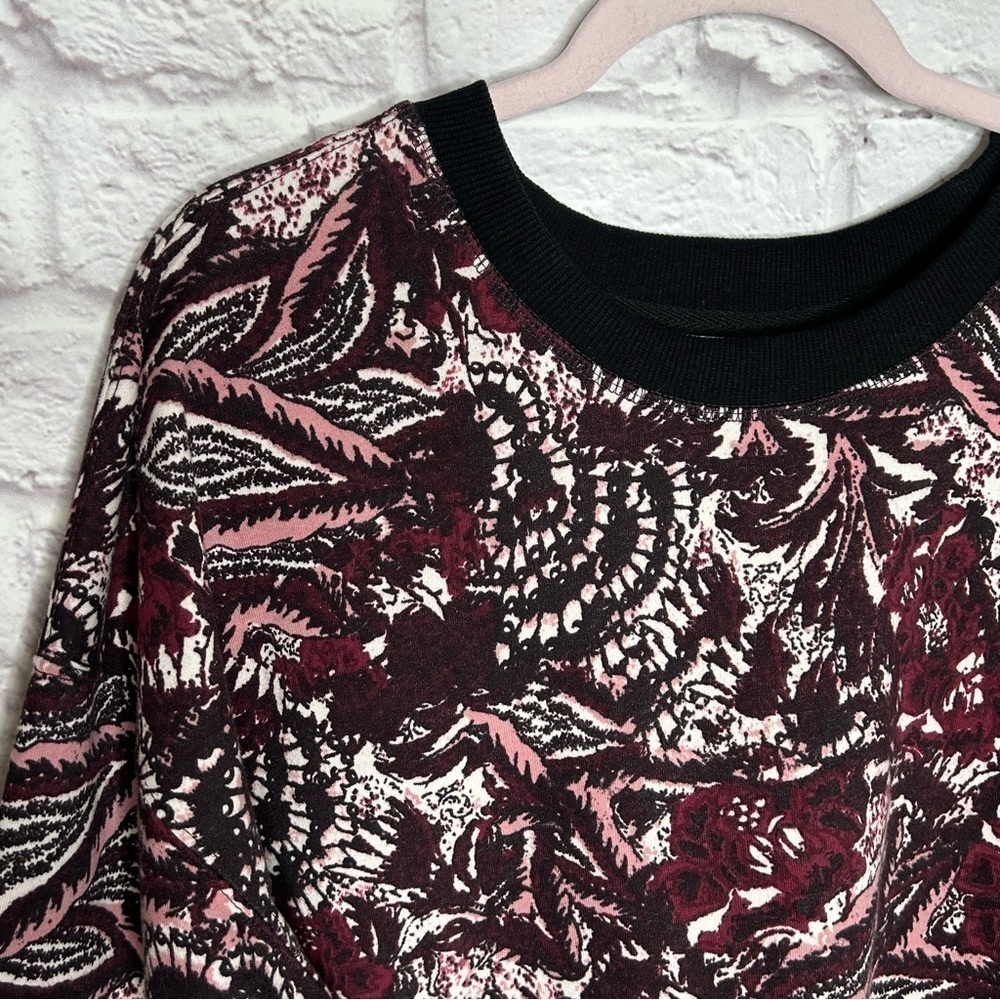 Joie Caliegh Cranberry Paisley Floral Semi Cropped Sweatshirt - Picture 9 of 15